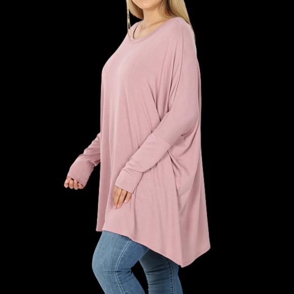 Perfect for Fall Plus Oversize Round Neck Poncho Lt Rose - Picture 4 of 4